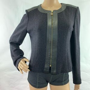 St. John Collection Tweed Leather Blazer Jacket